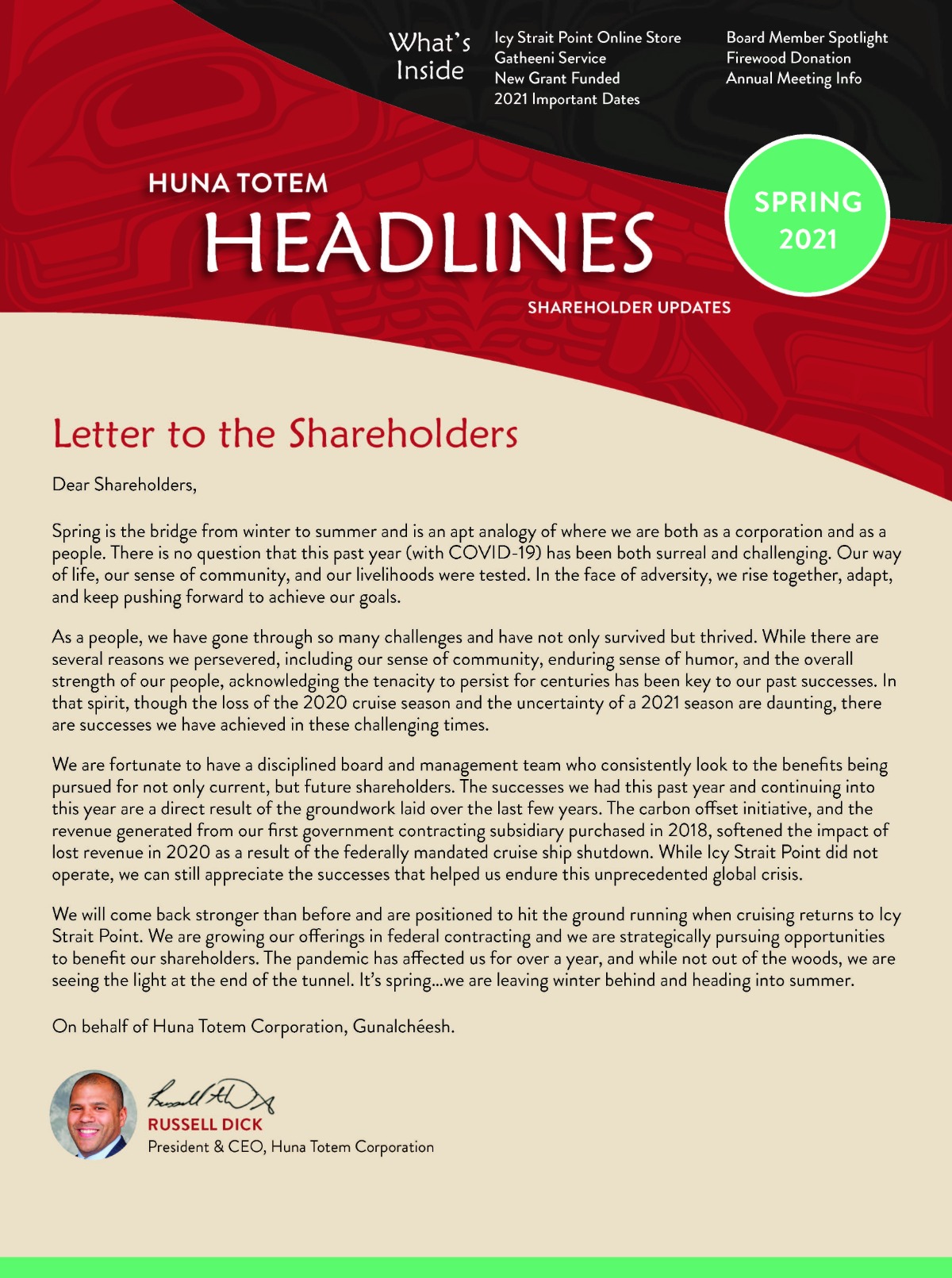 Pg 1, Huna Totem Newsletter, Spring 2021.jpg